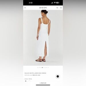 DISSH Dulce Linen Midi Dress White Size 6 WORN ONCE PERFECT CONDITION